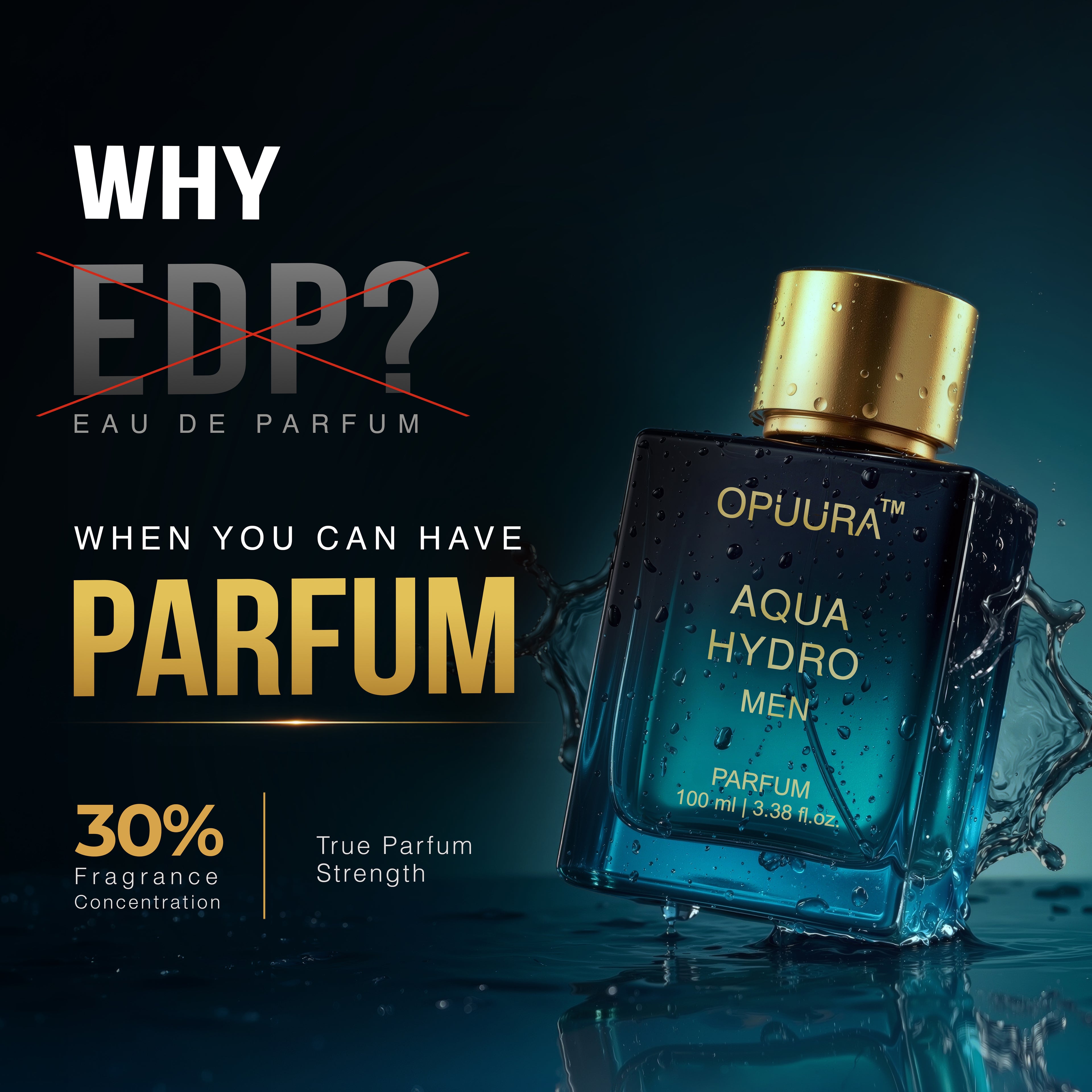 OPUURA Aqua Hydro Luxury Parfum For Men - 100ml Perfume | Premium Gift Box Included